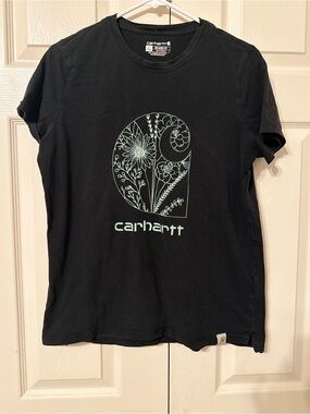 Carhartt Black Tee with Mint Floral Logo